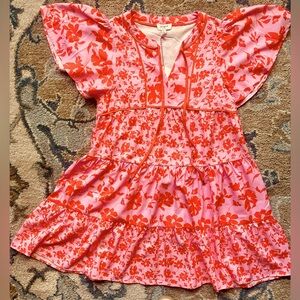 Umgee Pink and Orange Floral Dress NWT